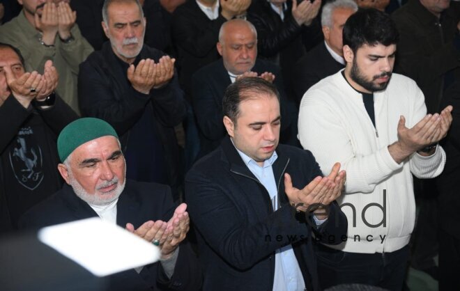 Festive prayer performed at Teze Pir mosque  Azerbaijan Baku april  10 2024
